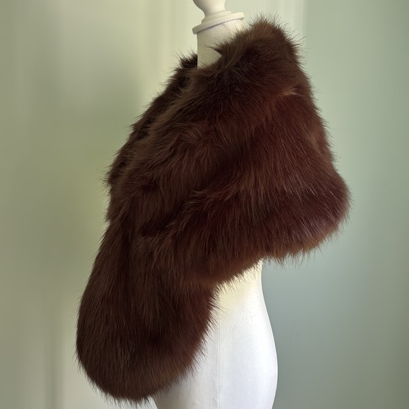 Faux Fur Neck Wrap brown evening dressy one size - Picture 5 of 12